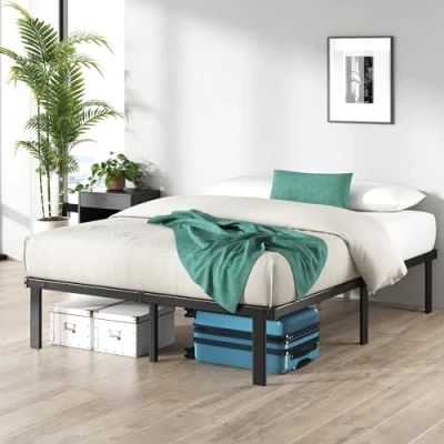 Abbildung von Zinus Caleb Bett 180x200 cm Höhe 36 mit Stauraum unter dem Metall Plattformbettrahmen Klappbarer Bettrahmen Schwarz
