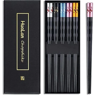 Abbildung von HuaLan Glasfaser Essstäbchen Serie japanische rutschfeste Essstäbchen, wiederverwendbare spülmaschinenfeste 5 Paar, Geschenkset, 25 cm