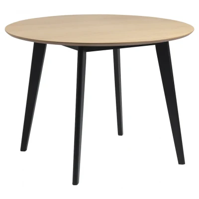Abbildung von AC Design Furniture Roxanne Runder Esstisch für 4 Personen in Eiche/Schwarz, Ø: 105 x H: 76 cm, Moderner Retro Stil das Esszimmer, Rund