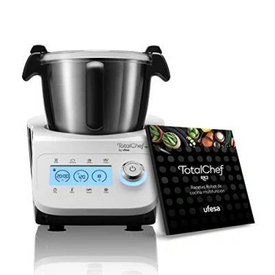 Abbildung von Ufesa TotalChef RK3 Multifunktions Küchenmaschine, 30 Funktionen, Kapazität 3,5 l, LCD Display mit Touch Tasten, integrierte Waage, Inklusive Rezeptbuch PDF, Weiß