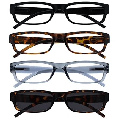Abbildung von Die Lesebrille Unternehmen Schwarz Braun Grau Leser Mit UV400 Sonne Wert 4er Pack Herren Frauen RRRS32 1272 +2,50