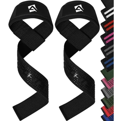 Abbildung von AQF Zughilfen Krafttraining (Gel Gepolstert) Profi Lifting Straps für Bodybuilding und Weightlifting Kreuzheben Gurte, Gym Fitness im Paar Frauen Männer
