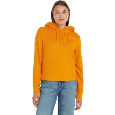Abbildung von Tommy Hilfiger Damen Hoodie Logo mit Kapuze, Orange (Rich Ochre), S