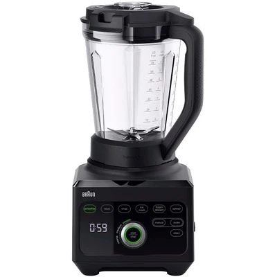 Abbildung von Braun Hochleistungsmixer PowerBlend 9 JB9040 Standmixer mit Glas Mixkrug, 18 Mixprogramme, 10 Geschwindigkeiten + Pulsfunktion, Heiße Suppen Funktion, Reinigungsprogramm, Stampfer, 1600 W, Schwarz