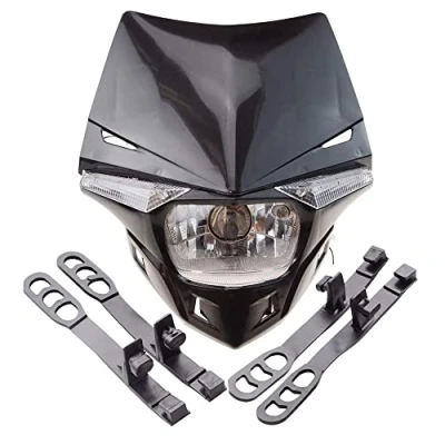 Abbildung von GOOFIT Schwarz H4 12V 35W Scheinwerfer Mini Blinkerleuchten Lichtmaske mit Front Verkleidung Ersatz für Motorrad Motocross Racer ATV Dirtbike Pocketbike