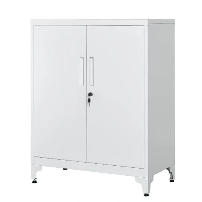 Abbildung von SONGMICS Aktenschrank, Mehrzweckschrank, Büroschrank mit 2 Türen, Schrank abschließbar, Aufbewahrungsschrank aus Stahl, für Arbeitszimmer, Wohnzimmer, mattgrau OMC013G01