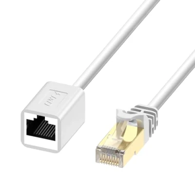 Abbildung von J&amp;D Ethernet Verlängerungskabel (1 Pack), RJ45 Kabel Geschirmt Männlich zu Weiblich Cat 6 Adapter Unterstützt Cat6 / Cat5e Cat5 Standards, Meter, Weiß