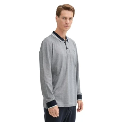 Abbildung von TOM Tailor MIT Stickerei Poloshirt, Herren, Größe: Medium, Navy white two tone pique