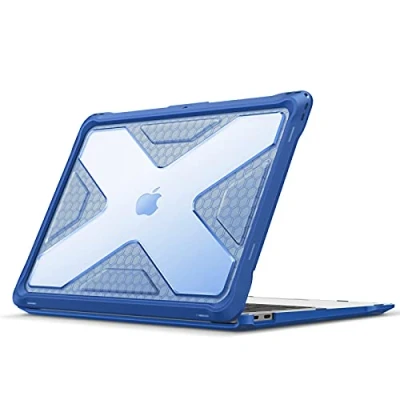 Abbildung von Fintie Hülle kompatibel mit MacBook Air 13 (2018 2020 Version) A2337(M1)/A2179/A1932, Ganzkörper Rugged Hybrid Schutzhülle TPU Stoßstange Case 13&quot; Retina, Blau