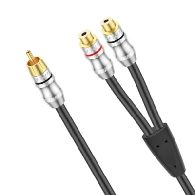 Abbildung von J&amp;D RCA Y Splitter Kabel, 1 Stecker auf 2 Buchsen Kurzes Verlängerungskabel, Vergoldeter Adapter Digitales Stereokabel, 0,3 Meter