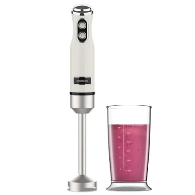 Abbildung von Cecotec Handmixer Retro Power RetroBeige 1200MAX. 1200W Maximale Leistung, 4 Klingen Messer mit schwarzer Titanbeschichtung, 2 Geschwindigkeiten, 0,5L Becher, Vintage Design