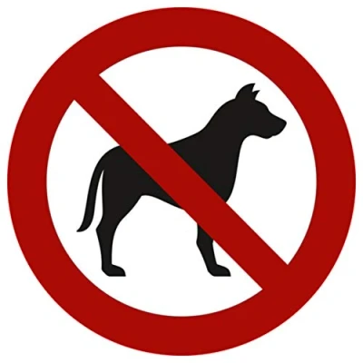 Abbildung von 10 Stück Hunde verboten Aufkleber Ø 9,5cm Sticker mit UV Schutz für Außenbereich Innenbereich