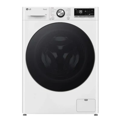 Abbildung von LG F2V7SLIM9, Klasse A, Waschmaschine Slim 9 kg, 60x47.5x85 cm, Wi Fi, AI Direct Drive, Tiefenreinigung mit Dampf, TurboWash 360, Außentür aus Gehärtetem Glas, Weiß Schwarzem Bullaugenring