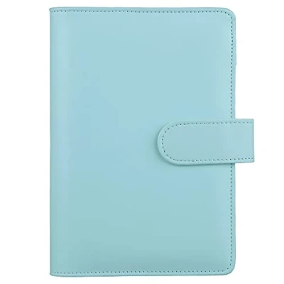 Abbildung von HAUTOCO Ringbuch A6, PU Leder Notizbuch, nachfüllbar, 6 Ringordner für A6 Budget Binder Planner Haushaltsbuch Personal Organize, Loseblatt mit magnetischer Schnalle, Minzblau