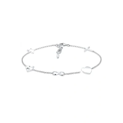 Abbildung von Elli Kreuz HERZ Infinity Anker Stern Armband, Damen, Größe: 16, Silber