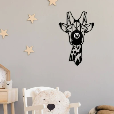Abbildung von Filigrane Wandleuchte Giraffe Apertura 35x54cm Holz und Metall Schwarz Menzzo
