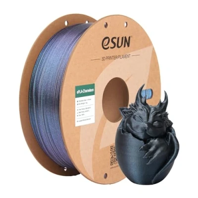 Abbildung von eSUN Chameleon PLA Filament 1.75mm, Glitter 3D Drucker Filament, Farbverlaufsänderung Maßgenauigkeit +/ 0.05mm, 1KG Spule (2.2 LBS) für Drucker, Techno Schwarz
