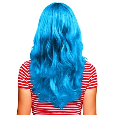 Abbildung von Hatstar Sexy Damen Langhaar Perücke Frauen Wig lockig gewellt Accessoire für Fasching, Karneval und Motto Party (türkis)