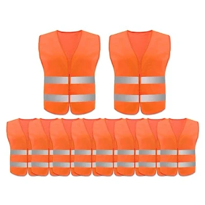 Abbildung von Anlising Warnweste,10PCS Orange Reflektierende Sicherheitswesten,360 Grad Reflektierenden Streifen Weste, Auto Reflektorweste,Neon Reflektierend Warnweste, für Fahrern,Arbeitskräften,Erwachsene