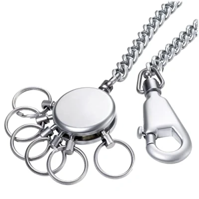 Abbildung von TROIKA PATENT CHAIN SCHLÜSSELHALTER KR10 60/MA rund, matt Schlüsselanhänger Karabinerhaken &amp; Kette 6 ausklinkbare Ringe zur Schlüsselorganisation das Original von
