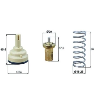Abbildung von MAHLE ORIGINAL TX 181 105D Kühlwasserthermostat 105 34 mit Dichtung VOLKSWAGEN: Tiguan I, Golf Plus / Crossgolf, SEAT: Altea, SKODA: Rapid Spaceback