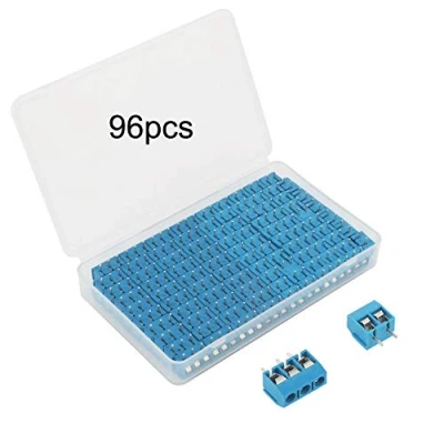 Abbildung von GTIWUNG 96 Stück 5mm 2 Pin/3 Pin PCB Mount Screw Terminal Block, Leiterplatten Schraubklemmen Steckverbinder Blau, 300V 10A(2 56, 3 40)