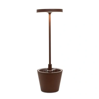 Abbildung von Zafferano, Poldina Reverso Lampe, Wiederaufladbare und Kabellose Tischlampe mit Touch Control, Geeignet für den Innen Außenbereich, Dimmer, 2200 3000 K, Höhe 35 cm, Farbe Corten