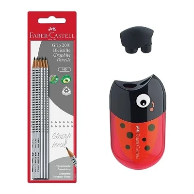 Abbildung von FABER CASTELL 205078 Schreibset mit 6 Bleistifte HB und Käfer Spitzer, für Kinder