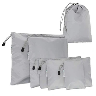 Abbildung von Navaris Koffer Packbeutel Set 7 teilig 7X Schuhbeutel Wäschebeutel Reise Packtaschen Rucksack Organizer Beutel Stausack Reisebeutel Hellgrau