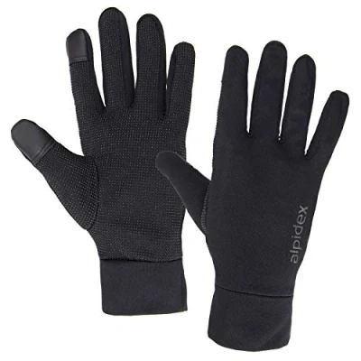 Abbildung von ALPIDEX Leichte Sporthandschuhe Laufhandschuhe Touchscreen Running Handschuhe Dünne Warme Liner Winter Fahrrad Walking Handschuhe, Größe:M, Farbe:Black