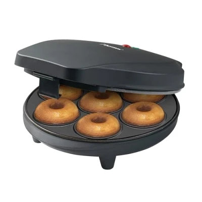 Abbildung von Bestron Donut Maker Im Retro Design, Mini für 7 Kleine Donuts, Inkl. Backampel &amp; Antihaftbeschichtung, 700 Watt, Farbe: Mattschwarz