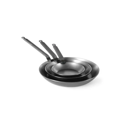 Abbildung von HENDI Pfanne Flachstahl ø 30 x 5 cm Induktion Elektro Gas Herd Stärke: 3 mm Bodendurchmesser: 24 cm, Gastro Bratpfanne Kohlenstoffstahl
