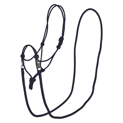 Abbildung von Imperial Riding Gebisslose Trense Free Ride Rope mit Zügeln Navy Vollblut