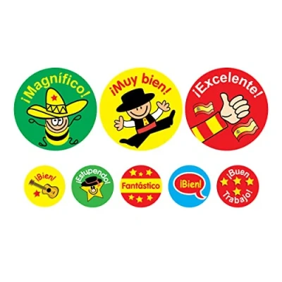 Abbildung von SuperStickers Spanische Lob Aufkleber Bumper Pack mit 1240 Aufklebern in gemischten Größen Perfekt für Lehrer.