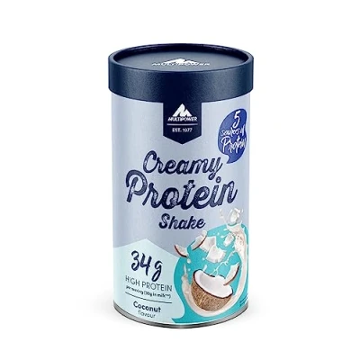 Abbildung von Multipower Creamy Protein Shake 420 g, hochwertiges Kokos Pulver mit Whey und Casein, für leckere Shakes zum Muskelaufbau