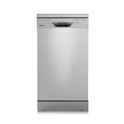 Abbildung von Midea SF 3.45N PRO Geschirrspüler, freistehend und unterbaufähig, 9 Maßgedecke, WLAN, 5 Spülprogramme, 47 dB, 3/6/9h Startzeitvorwahl, Inox, Silber