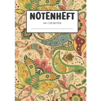 Abbildung von Notenheft A4: Notenbuch mit Schreiblinien für Musiknoten Musikblock Hilfslinien Lustiges Geschenk Musiker, die Klavier oder Gitarre spielen