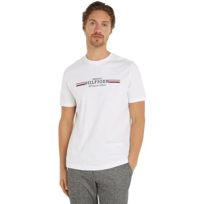 Abbildung von Tommy Hilfiger Chest Stripe TEE Tshirt print, Herren, Größe: 3XL, White