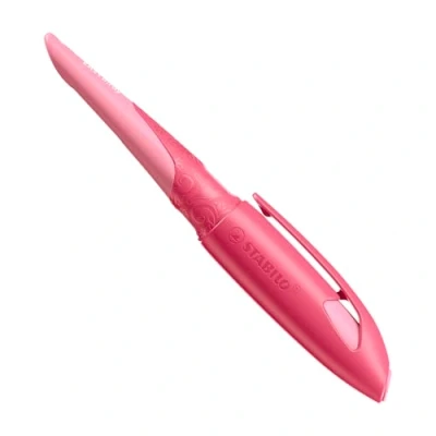 Abbildung von Ergonomischer Schulfüller für Linkshänder mit Standard Feder M STABILO EASYbirdy 3D Wildlife in rosa inkl. Patrone blau (löschbar)
