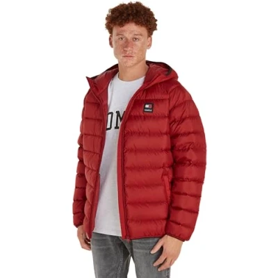 Abbildung von Tommy Jeans Herren Daunenjacke Hooded Light Down Jacket Winter, Rot (Magma Red), XL