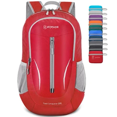 Abbildung von ZOMAKE Ultraleicht Faltbarer Rucksack Packbare Backpacks 25L,Kleiner Faltbar Rucksäcke Wanderrucksack Wasserdicht für Damen Herren Outdoor Wandern(Rot)