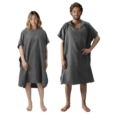 Abbildung von JEMIDI Mikrofaser Bademantel Poncho für Damen und Herren Leichter dünner Badeponcho Unisex Saunaponcho Reisebadeponcho dünn leicht Microfiber