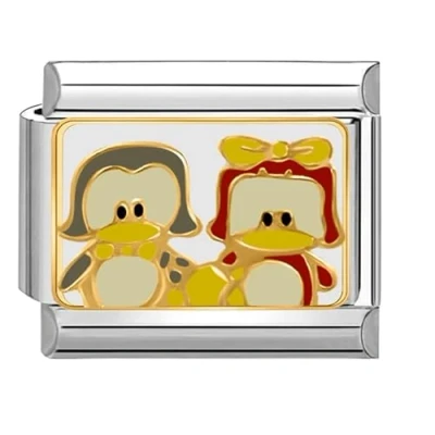 Abbildung von Quiges 9mm Italian Style Charm Modul Edelstahl Cartoon Ente für Italienische Armbänder