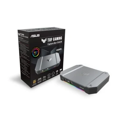 Abbildung von ASUS TUF Gaming Capture Box (CU4K30) Streaming (bis zu 4K, bis 240Hz, 2x 3,5mm Anschluss, kompatibel mit OBS Studio, RGB Beleuchtung, kompaktes Design)