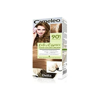 Abbildung von Cameleo Color Essence Färbecreme Haselnuss Färbung &quot;TON IN TON&quot;. Wirkung bis zu 8 Waschgänge Natürliche, tiefe Farbe Farbauffrischung Pflege Weißer Mohn und Arganöl 75g