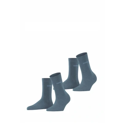 Abbildung von ESPRIT Damen Uni 2 pack W Baumwolle Einfarbig Paar Socken, Blau (Light Denim 6660), 35 38 EU