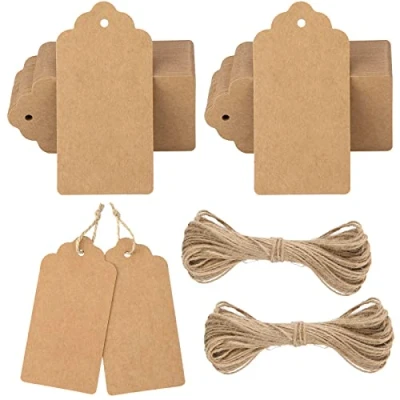 Abbildung von G2PLUS 300g/m² Kraftpapier Etiketten Tags 5CM *10CM Geschenkanhänger Anhänger mit Schnur