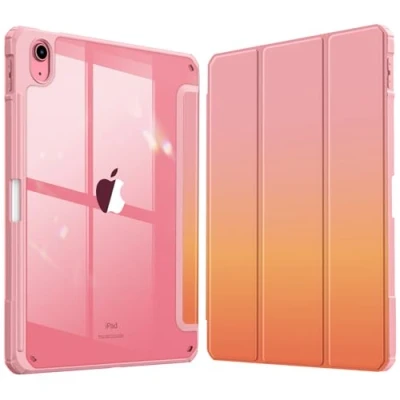Abbildung von Fintie Hybrid Hülle für iPad 10. Generation 2022 (10.9 Zoll) mit Stifthalter Stoßfeste Schutzhülle transparenter Hartschale auf der Rückseite, Sonnenuntergang Ombre