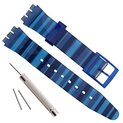 Abbildung von GREENOLIVE OliBoPo Ersatz Uhrenarmband für Swatch, wasserdicht, Silikon, Gummi, 17 mm, 19 20 mm (19 Farbverlauf)