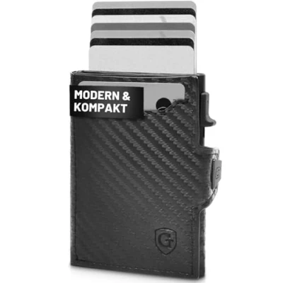 Abbildung von GenTo Slim Wallet mit Münzfach Geldbeutel Herren für 10 Karten Geldbörse RFID Schutz Smart kleines dünnes Kartenetui Portemonnaie